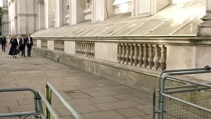 Penny Mordaunt runs along Whitehall in a rush