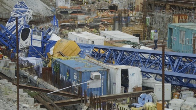 Collapsed tower crane kills 3 at Hong Kong public-housing construction site