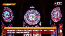 Artistas restauran las vidrieras de la catedral de Notre Dame en París