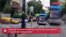 Tramvayda tehlikeli yolculuk kamerada