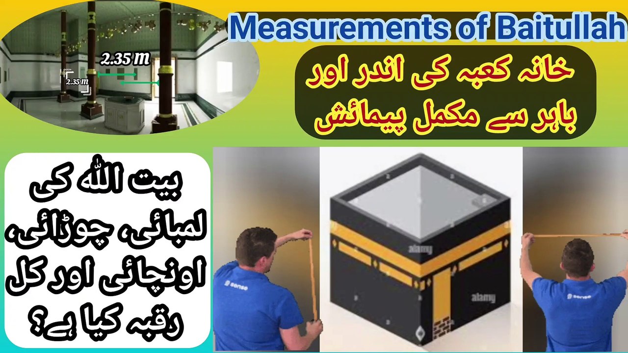 Measurements of Baitullah | Total Area Covered by Kaba | Height Length and Width of Khana Kaba | Area of Baitullah from Inside & Outside
