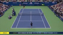 Kyrgios hits bizarre shot - on Medvedev's side of the net!