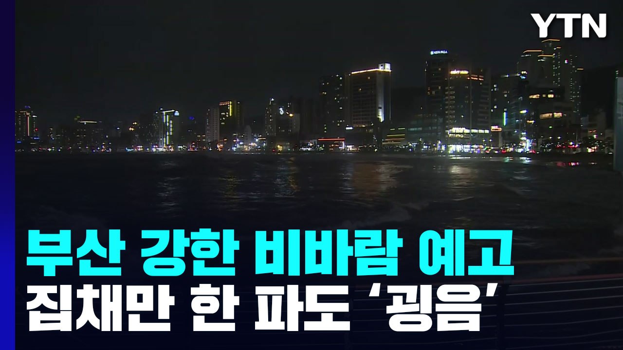 부산 해안지역 거센 파도...빗줄기도 굵어져 '긴장' / YTN