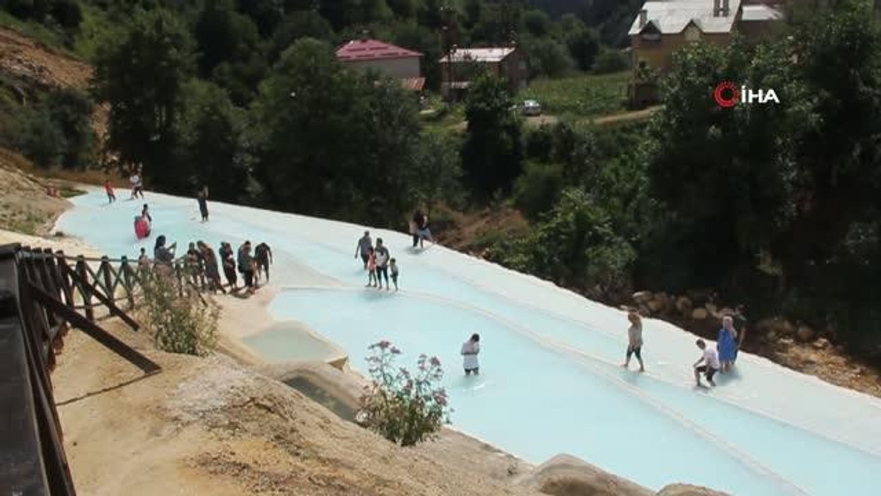 Giresun haberleri... Göksu travertenleri Giresun'un Pamukkale'si oldu