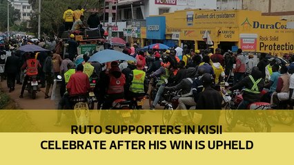 Ruto supporters in Kisii celebrate after his win is upheld