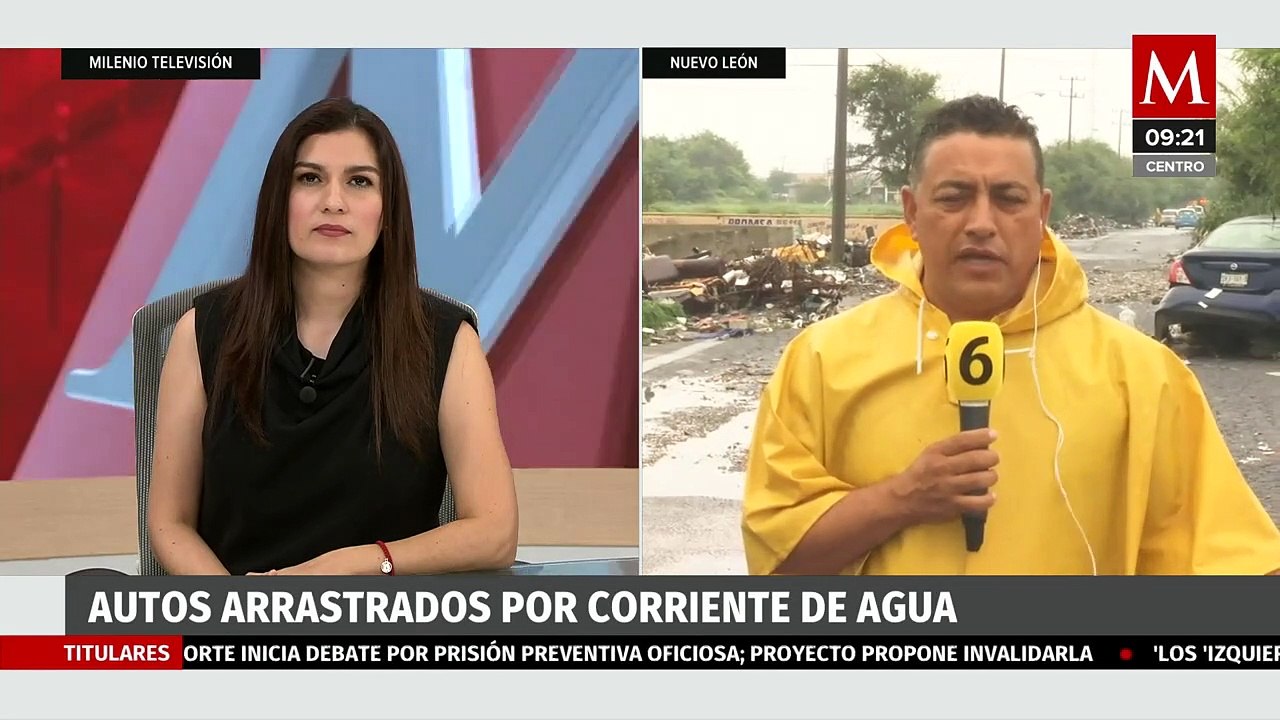 Automóviles fueron arrastrados por las intensas lluvias en Nuevo León