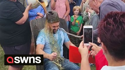 Man who became sole landlord and king of a tiny island coronated by having beer poured over him