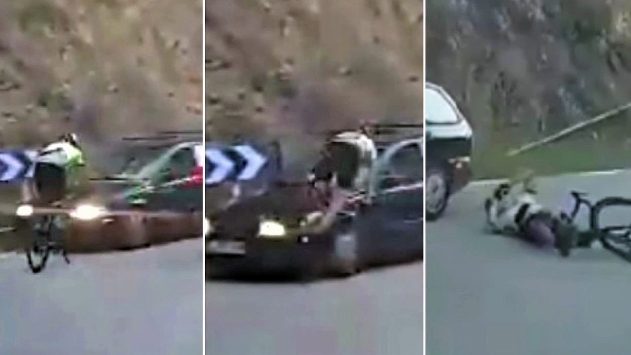Ciclista imprudente choca con un coche