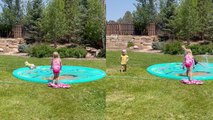 'Kids mistake splash pad for a slip n' slide *Funny Falls*'