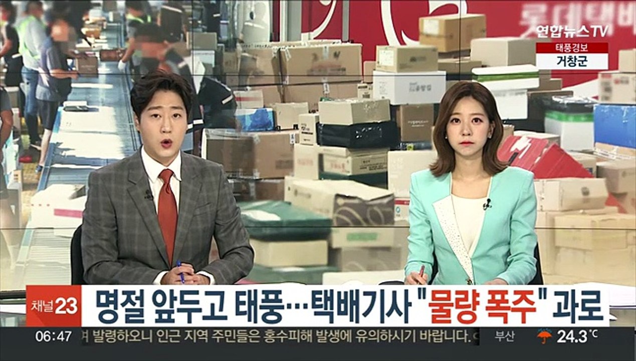 명절 앞두고 태풍…택배기사 "물량 폭주" 과로