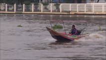 Passenger Speed boat at Koh Kret Island Chao Phraya river Thailand