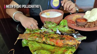 (हिंदी मे) Unique foods of Kerala, Theeradhesha pazhakanji kada, Meen pollichathu at Kodungallur