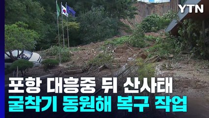포항 대흥중 뒤편 산사태...토사 무너지고, 차량 10여 대 피해 / YTN