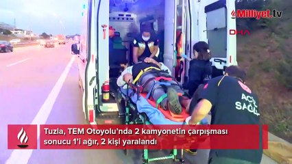 Tuzla TEM Otoyolu'nda iki kamyonet çarpıştı