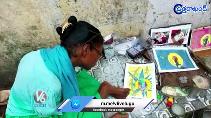 Handicapped Woman Makes Painting Using Her Legs | Uttarakhand | V6 News