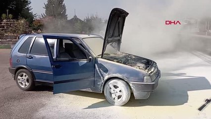 KIRIKHAN'DA ALEV ALAN OTOMOBİL SÖNDÜRÜLDÜ