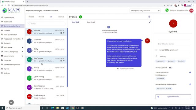 Adding Tags via Communication Panel