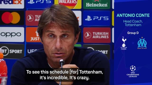 Tottenham being 'penalised' with game schedule - Conte