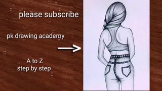 How to draw a beautiful girl back side, step by step very easy girl drawing, girl drawing