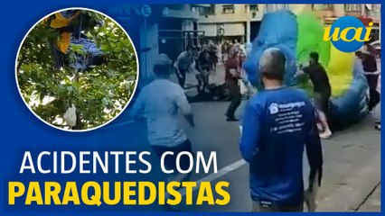 Paraquedistas caem e ficam feridos no Rio de Janeiro