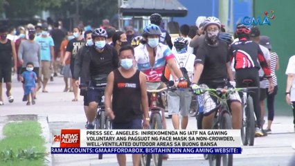 Press Sec. Angeles: Inirekomenda ng IATF na gawing voluntary ang pagsuot ng face mask sa non-crowded, well-ventilated outdoor areas sa buong bansa | 24 Oras News Alert