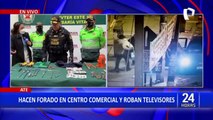 Ate: Cámaras captaron a delincuentes que hacen forado en centro comercial para robar