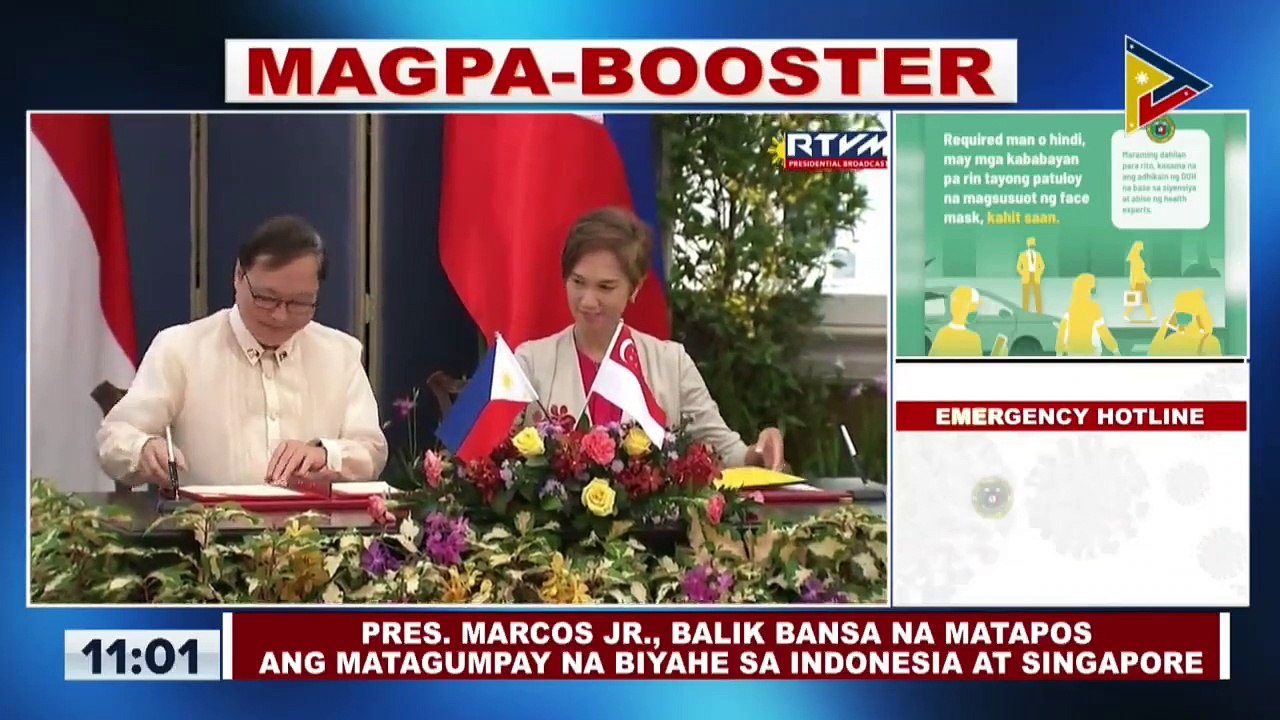 Pangulong Ferdinand R. Marcos Jr., balik-bansa na matapos ang matagumpay na biyahe sa Indonesia at Singapore