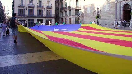 L'ANC crida a la mobilització desplegant una estelada gegant davant la Generalitat