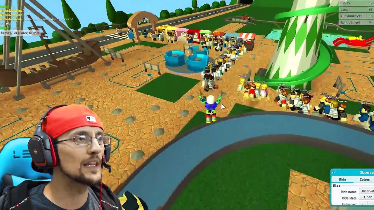 THEME PARK TYCOON ! Roller Coaster Roblox Fail Accident! FGTEEV Amusement Park Showcase Funny Glitch