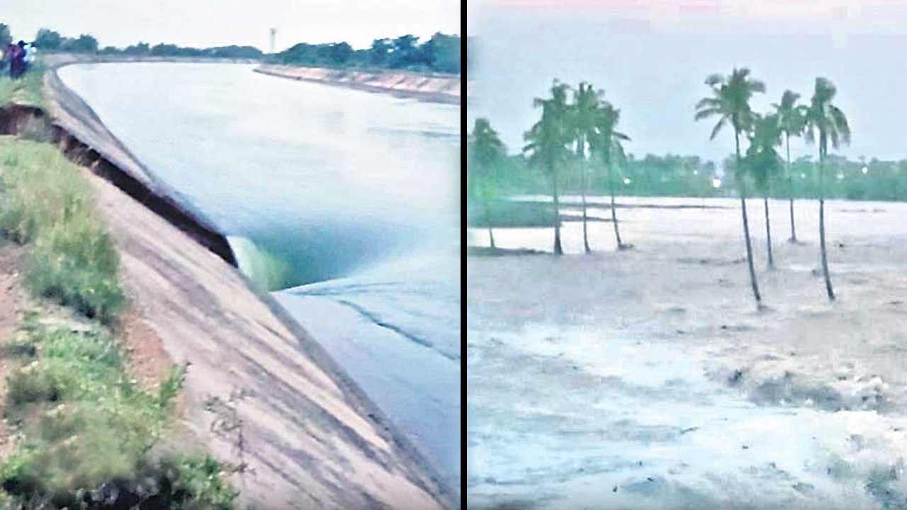 నాగార్జునసాగర్ ఎడమ కాలువకు గండి... *Telangana | Telugu OneIndia