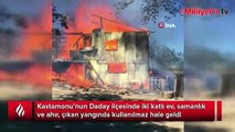 Alevlere teslim olan iki katlı ev, samanlık ve ahır küle döndü