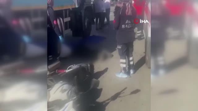 Çöp kamyonunun altında kalan motosiklet sürücüsü hayatını kaybetti