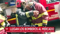 Bomberos sofocan fuego en la primera planta del mercado de la coca de Villa El Carmen