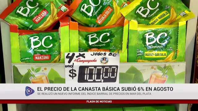 EL PRECIO DE LA CANASTA BÁSICA SUBIÓ 6% EN AGOSTO