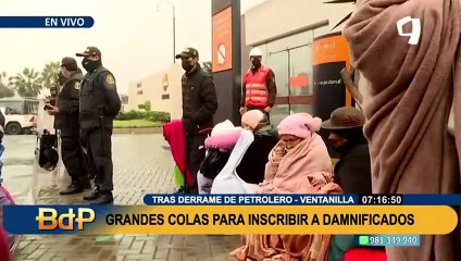 Descargar video: Derrame de petróleo: damnificados forman largas colas para inscribirse como beneficiarios