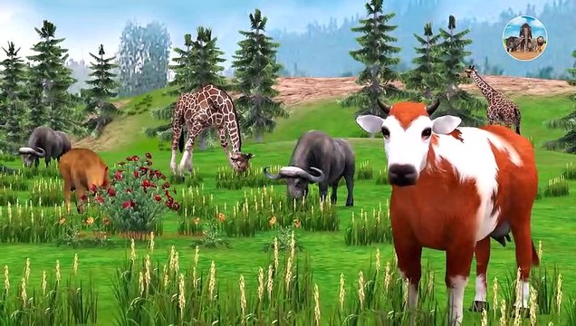 Woolly Mammoth vs Spinosaurus Animal Fight Mammoth Save Cow Cartoon From Zombie Dinosaur Battle