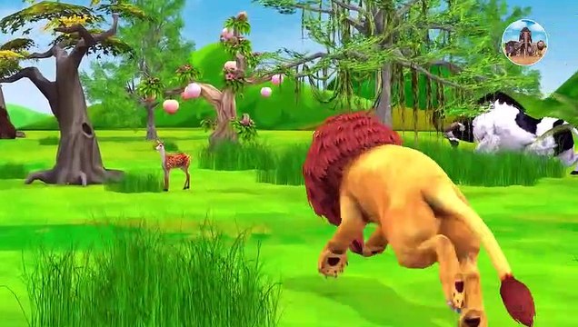 Monkey Watermelon Train Rides in Forest With Wild Animals Mammoth & giant Bull Animals Train Video