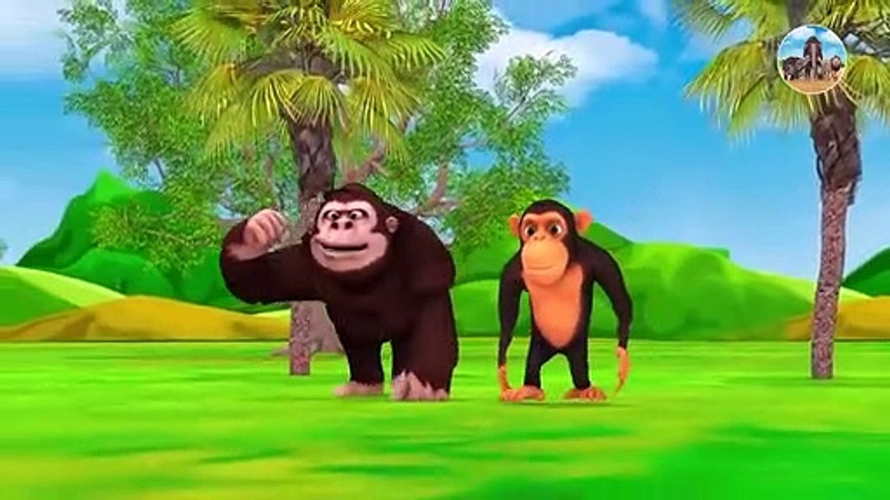 Mammoth Elephant ,Funny Groilla and Monkey Play with Cartoon Wild Animals To Ride On Giant Slider