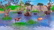 Giant Elephant vs Giraffe Water Fight Funny Animation   Wild Animals Searching for Water Pool