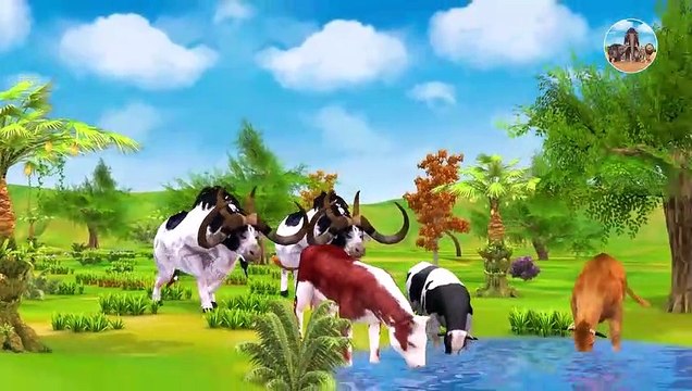 Cow Cartoon , Giant Bulls vs Zombie Mammoth Elephant Animal Fight Mammoth Rescue Cow from Bulls