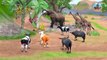 Cow Cartoon, Giant Bulls vs Zombie Dinosaur Animal Fight   Cows Transformation into Giant Bulls