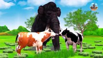 Zombie Black Mammoth vs Woolly Mammoth Animal Fight   Cow Cartoon, Giant Bulls Vs Zombie Elephant