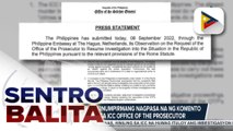 Pilipinas, pormal nang hiniling sa ICC na ‘wag nang imbestigahan ang kampanya ng pamahalaan vs. iligal na droga