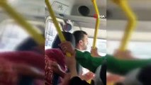 Minibüste fazla yolcu tartışması kamerada: Şoför yolcu kadına saldırdı