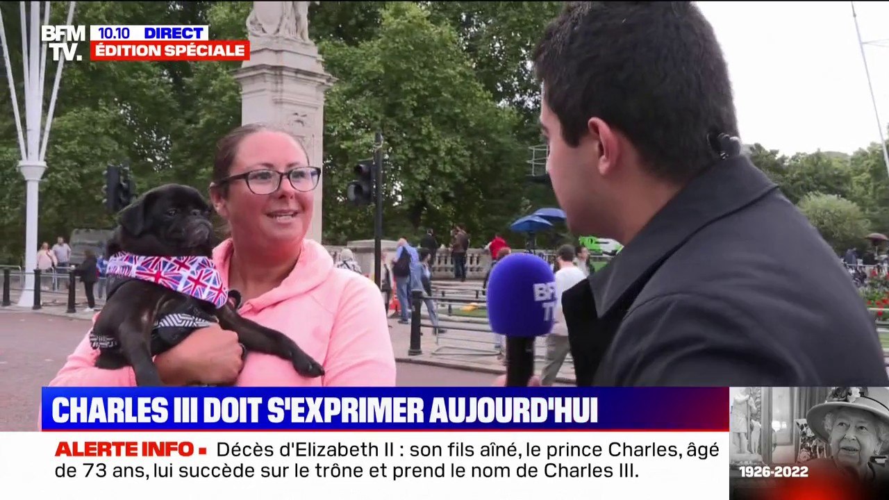 "Elle adorait les animaux": cette Britannique est venue avec son chien devant Buckingham pour "saluer la mémoire de la reine"