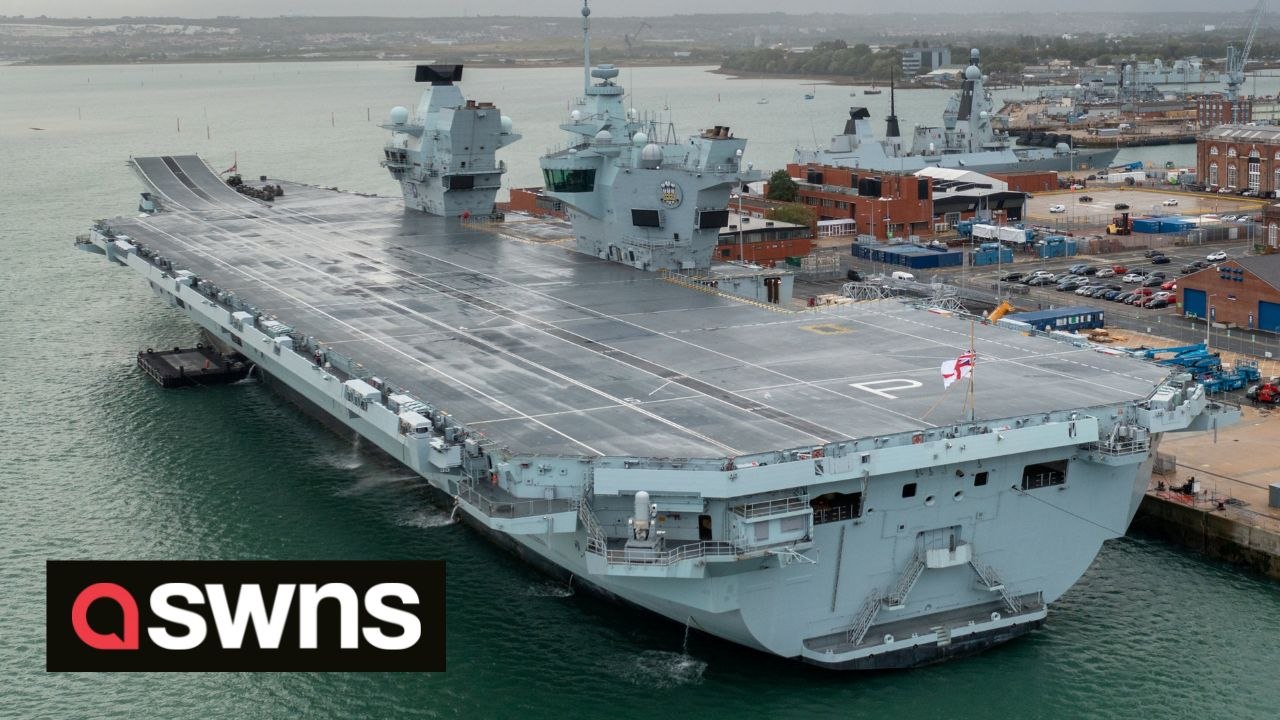 Royal Navy flags are lowered to half-mast as it is announced Her Majesty Queen Elizabeth II has died