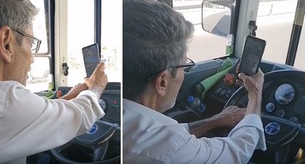 İETT şoförü direksiyon başındayken telefonda görüntülü konuştu