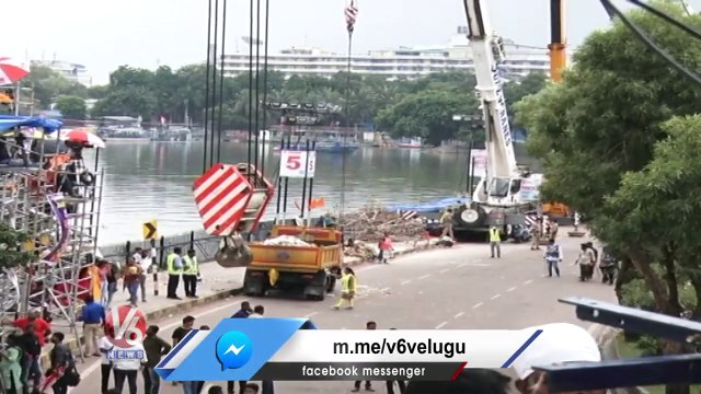 Heavy Cranes For Ganesh Idols Immersion At Tank Bund | Ganesh Immersion 2022 V6 News (2)