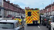 Ambulance at scene of police rooftop stand-off in North Shore, Blackpool on Friday, September 9