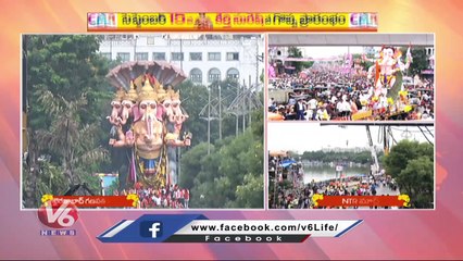 Khairatabad Ganesh Reaches NTR Marg , Police Focus On Security  | Ganesh Immersion 2022  | V6 News (4)